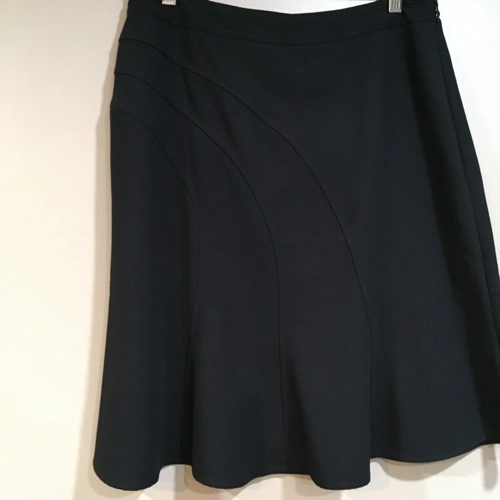 G.H. Bass Flared Midi Skirt Womens 6 Black‎ Classic Professional Capsule Stretch